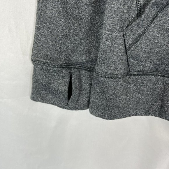 adidas Hoodie Women Medium Heathered Grey Pink Pullover Sweater Hooded Climawarm - Picture 6 of 9